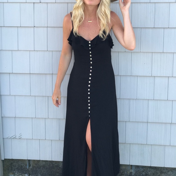 black button maxi dress